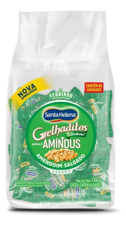 Amendoim Sem Pele Grelhaditos Santa Helena 24g - Caixa com 60 Unidades