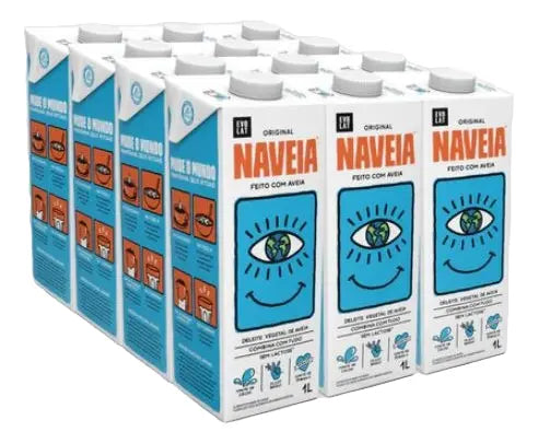 Fardo 12 Unidades Leite de Aveia Naveia Original 1L | Vegano, Sem Lactose, Sem Açúcar