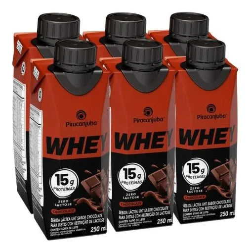 Bebida Láctea Piracanjuba Whey 15g Chocolate Zero Lactose - Caixa 12x250ml