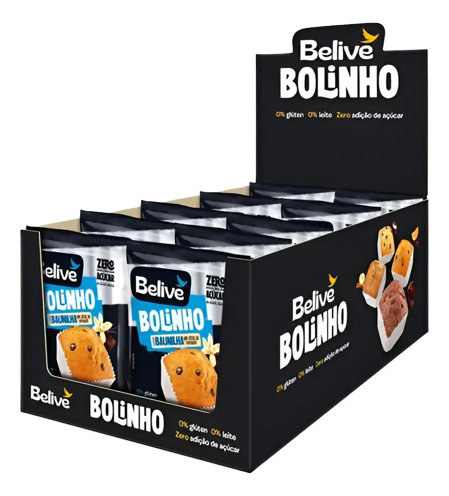 Bolinho BeLive Baunilha Zero Açúcar e Sem Glúten - Caixa 10x40g