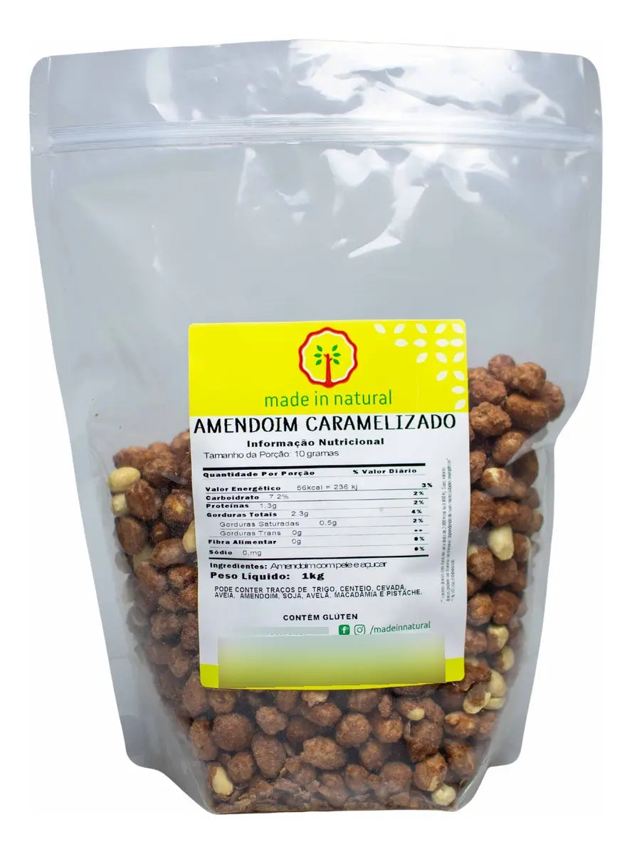 Amendoim Caramelizado Made In Natural 1kg - Snack Doce e Crocante