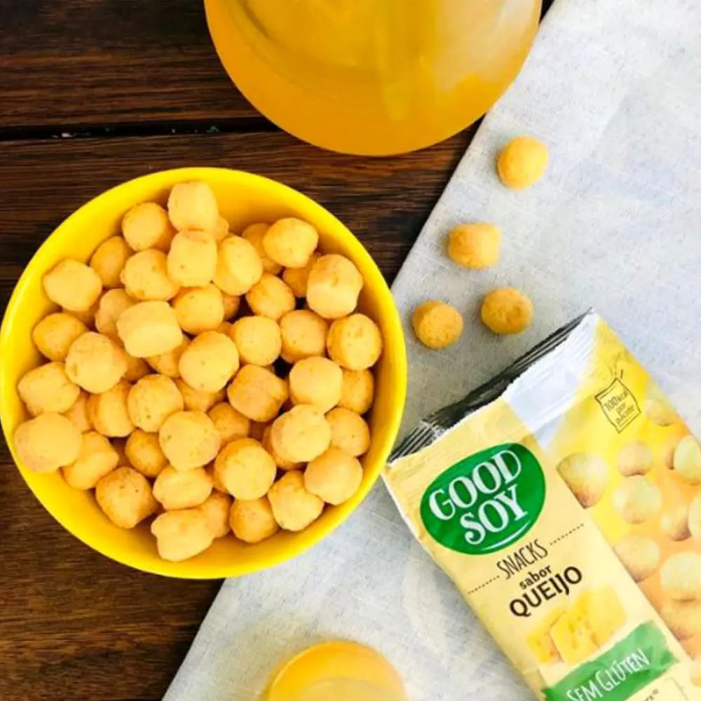 Caixa GoodSoy Snacks Salgadinho de Queijo 20 x 25 g Sem Glúten Sem Leite Sem Lactose