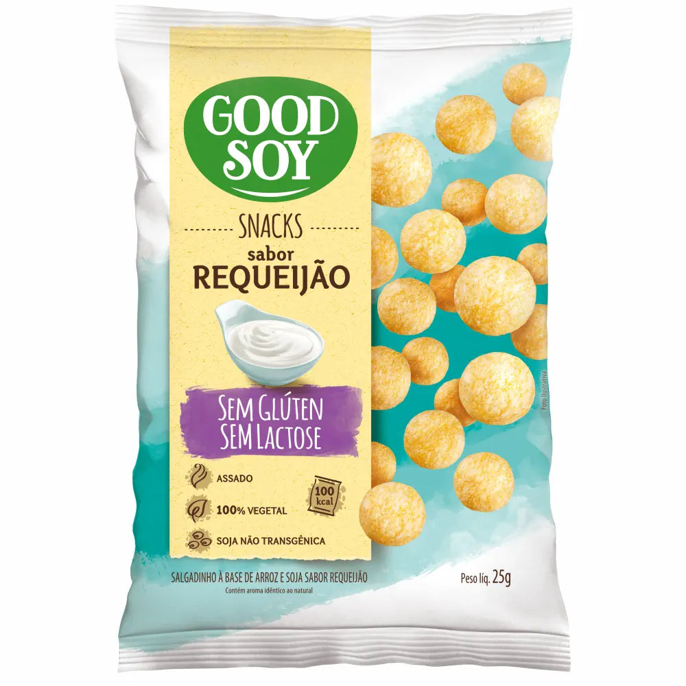Caixa GoodSoy Snacks Requeijão 20 x 25 g Sem Glúten Sem Leite Sem Lactose