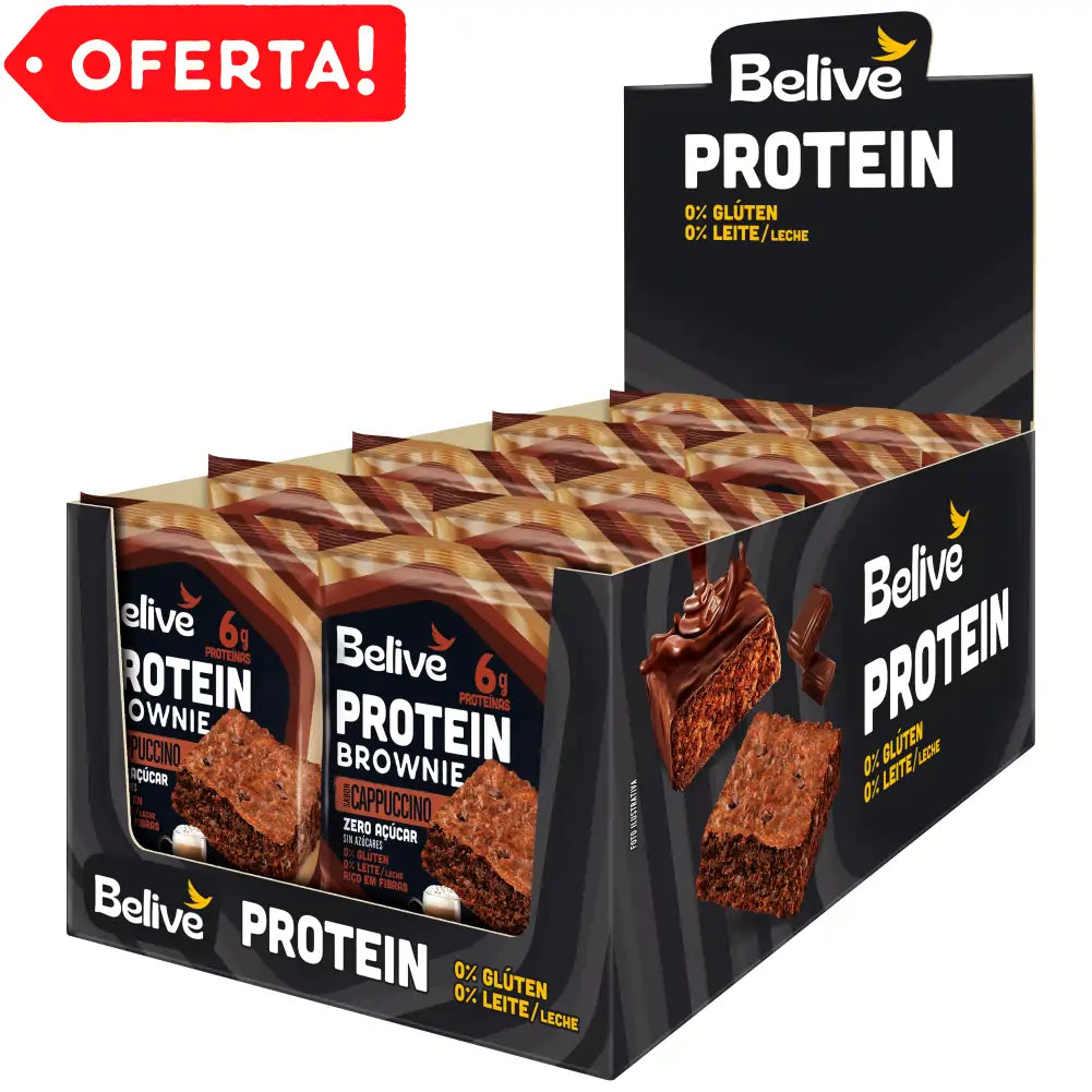 Caixa Brownie Proteico Cappuccino Belive 10 Unidades Sem Açúcar Sem Glúten Sem Leite