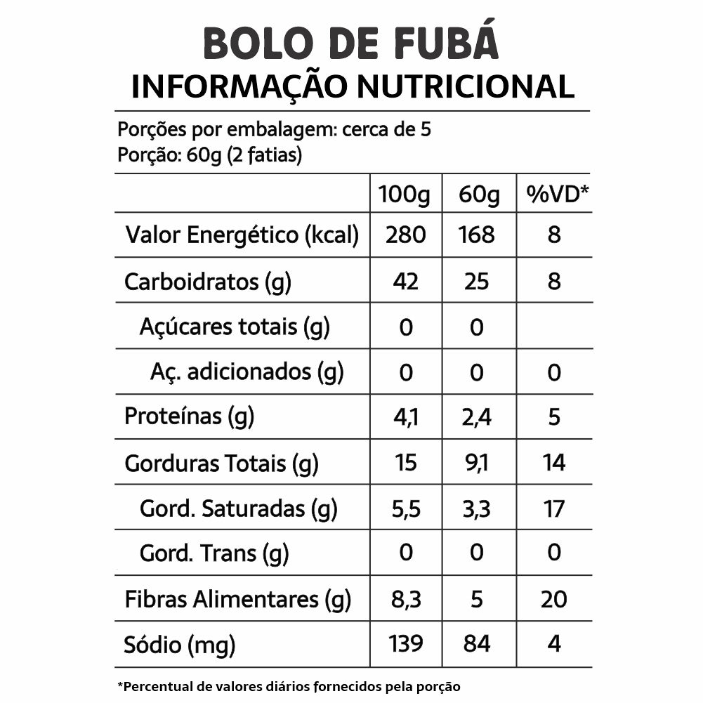 Bolo de Fubá BeLive 290g - Zero Açúcar, Sem Glúten e Sem Leite