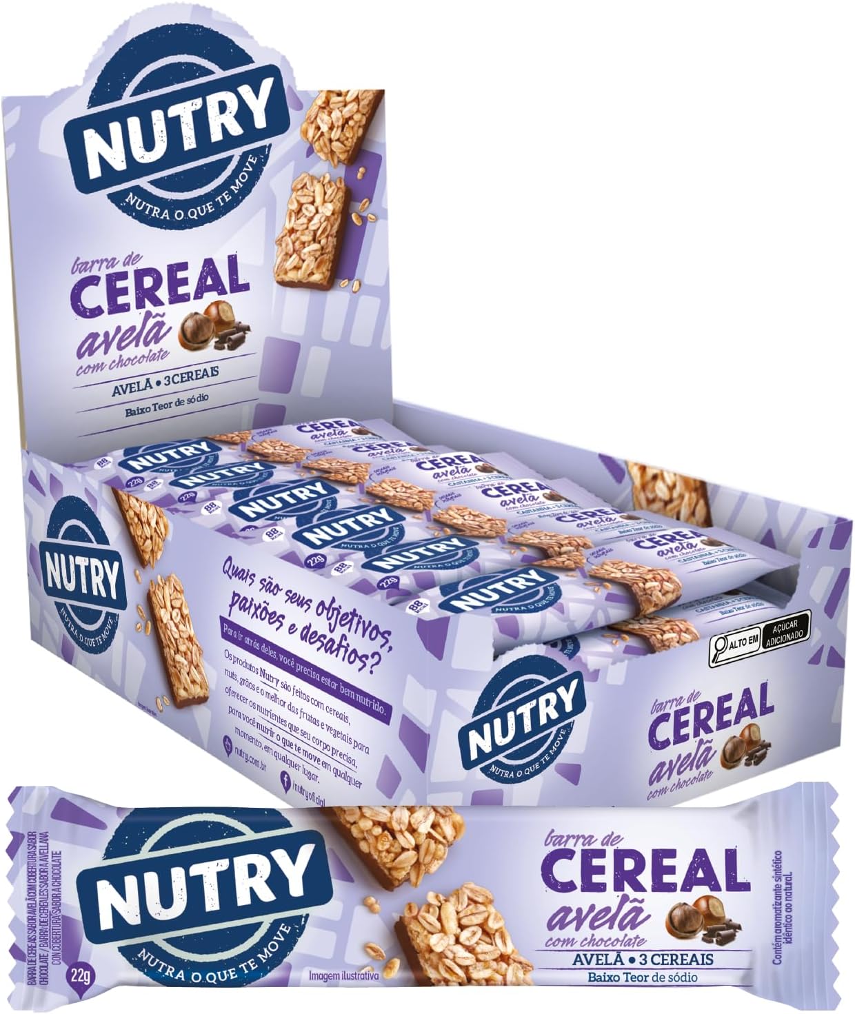 Barra de Cereais Nutry Avelã com Chocolate 24 x 22 g