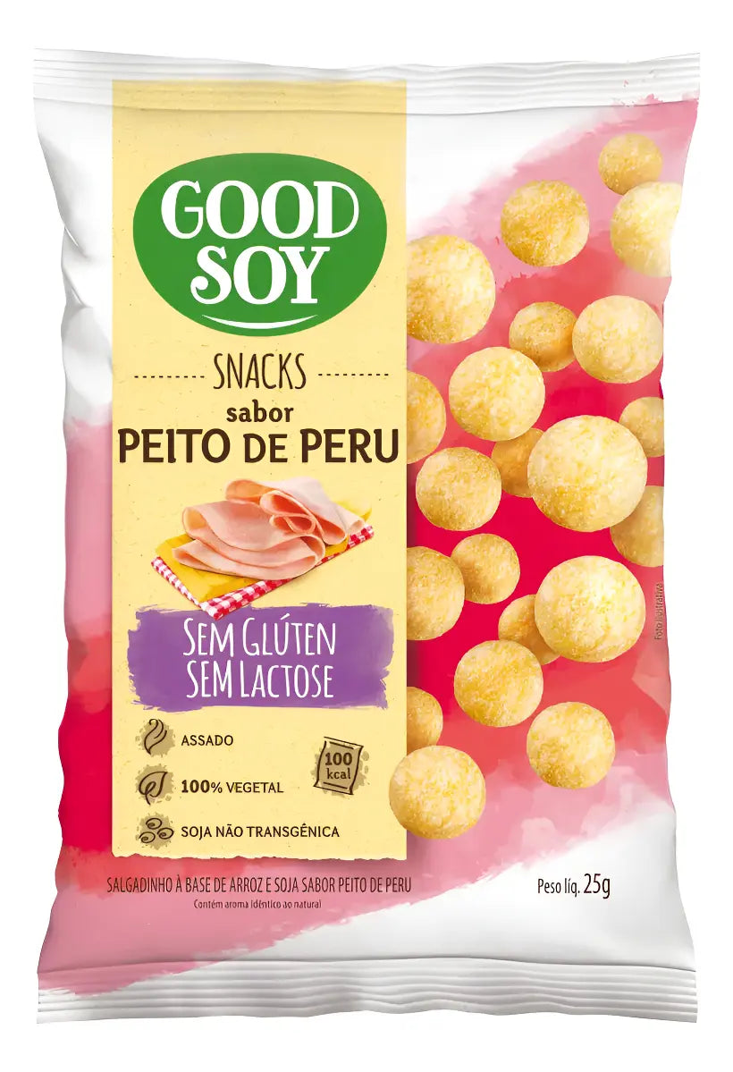 Caixa GoodSoy Snack Peito de Peru 20 x 25 g Sem Glúten Sem Leite Sem Lactose