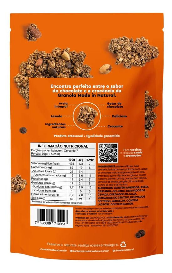 Granola Choco Crocante Brownie Feita de Forma Natural - Pacote 800g