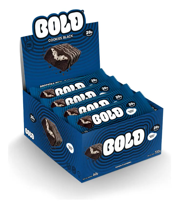 Barra de Proteína BOLD Cookies Black 60g - Caixa com 12 Unidades