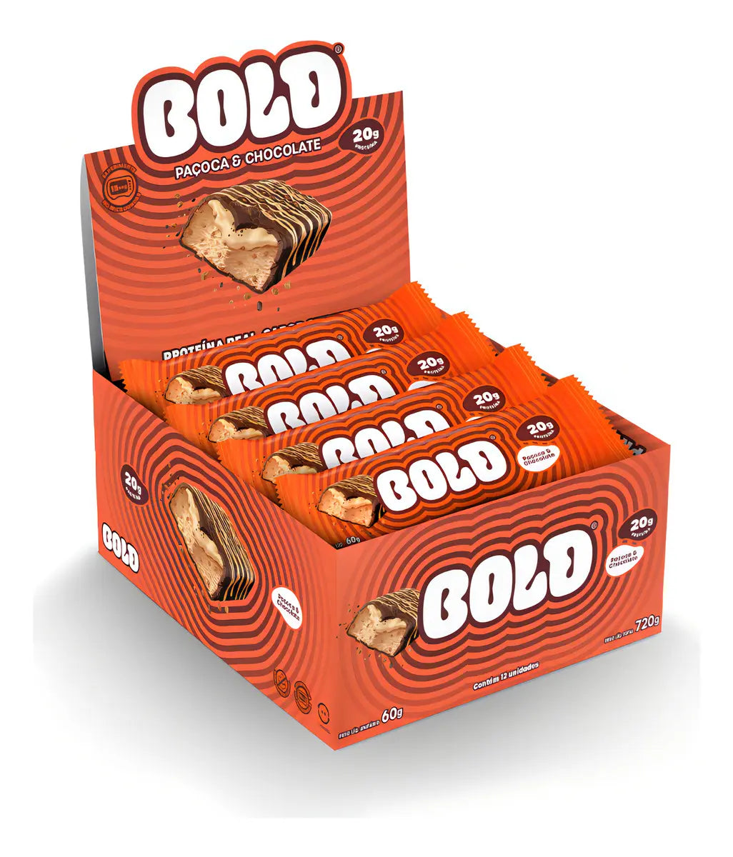 Barra de Proteína BOLD Paçoca e Chocolate 60g - Caixa com 12 Unidades