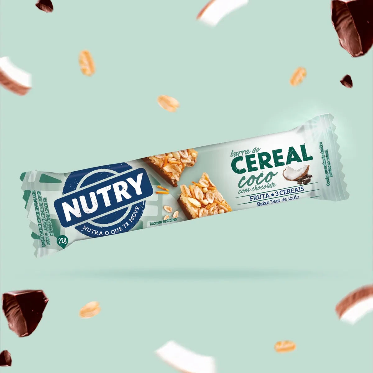 Barra de Cereal Nutry Coco com Chocolate 22g - Caixa com 24 Unidades