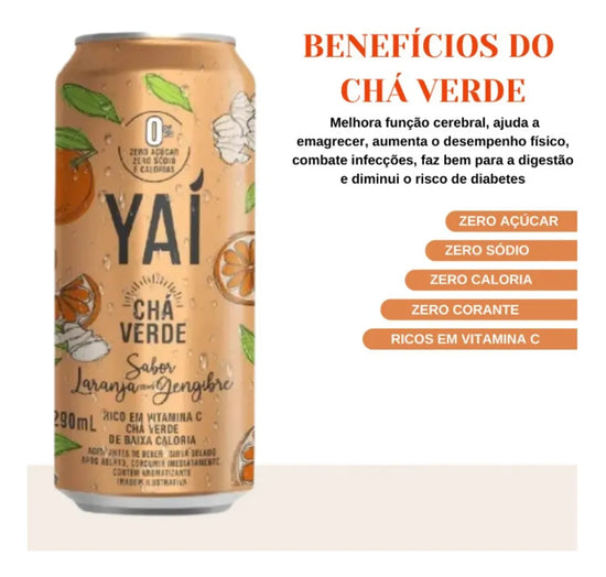 Pack 6 Cans Green Tea Yaí Orange with Ginger - Natural Thermogenic