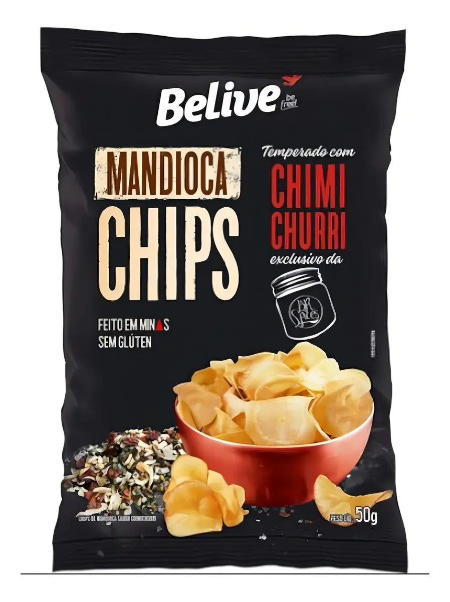 Snack Chips de Mandioca BeLive sabor Chimichurri - Display 20 Unidades 50g