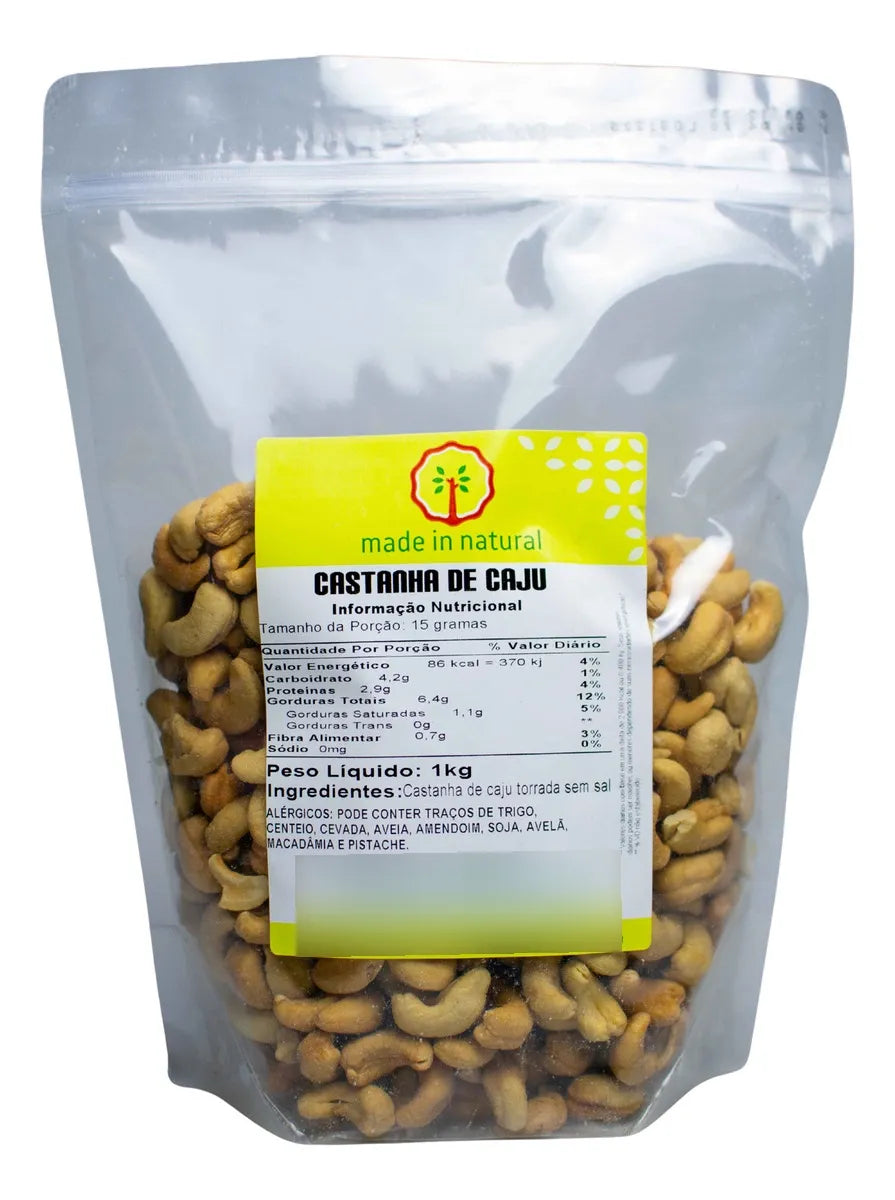 Castanha de Caju Torrada Sem Sal Made In Natural - 1kg
