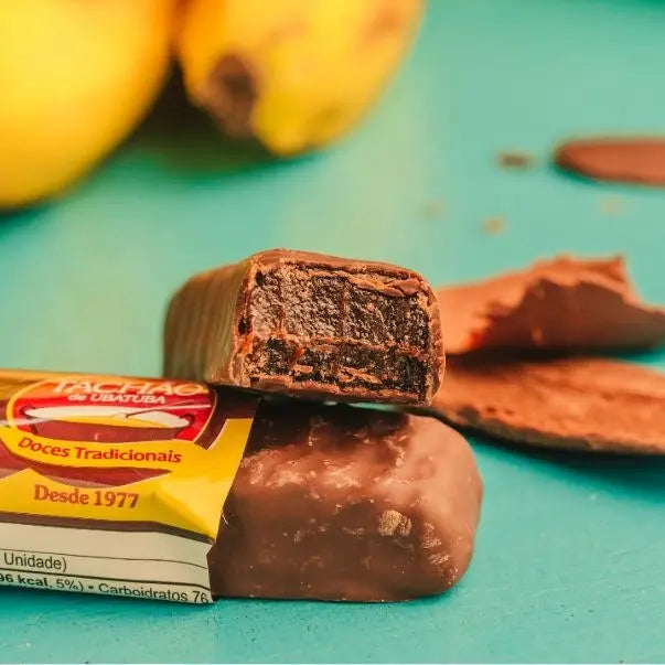 Bananinha com Chocolate Tachão de Ubatuba 600g - Display 24 Unidades
