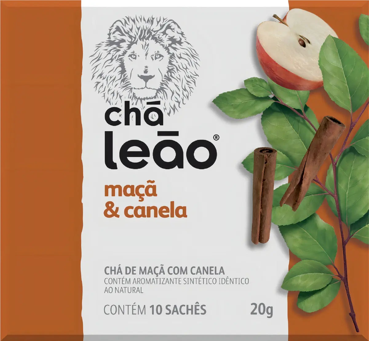 Chá Leão Maçã com Canela 20 g Caixa com 10 Sachês