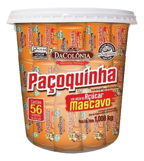 Pote 56 Unidades Paçoca Rolha Mascavo DaColônia 18g - 1,008kg