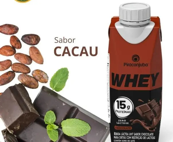 Bebida Láctea Piracanjuba Whey 15g Chocolate Zero Lactose - Caixa 12x250ml
