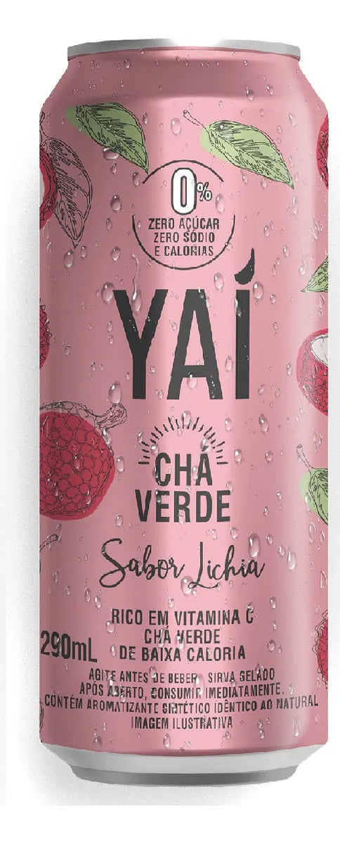 Pack 6 Latas Chá Verde Yaí Sabor Lichia - Sem Açúcar e Zero Calorias