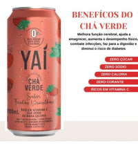 Pack 6 Latas Chá Verde Yaí Frutas Vermelhas - Sem Açúcar e Refrescante