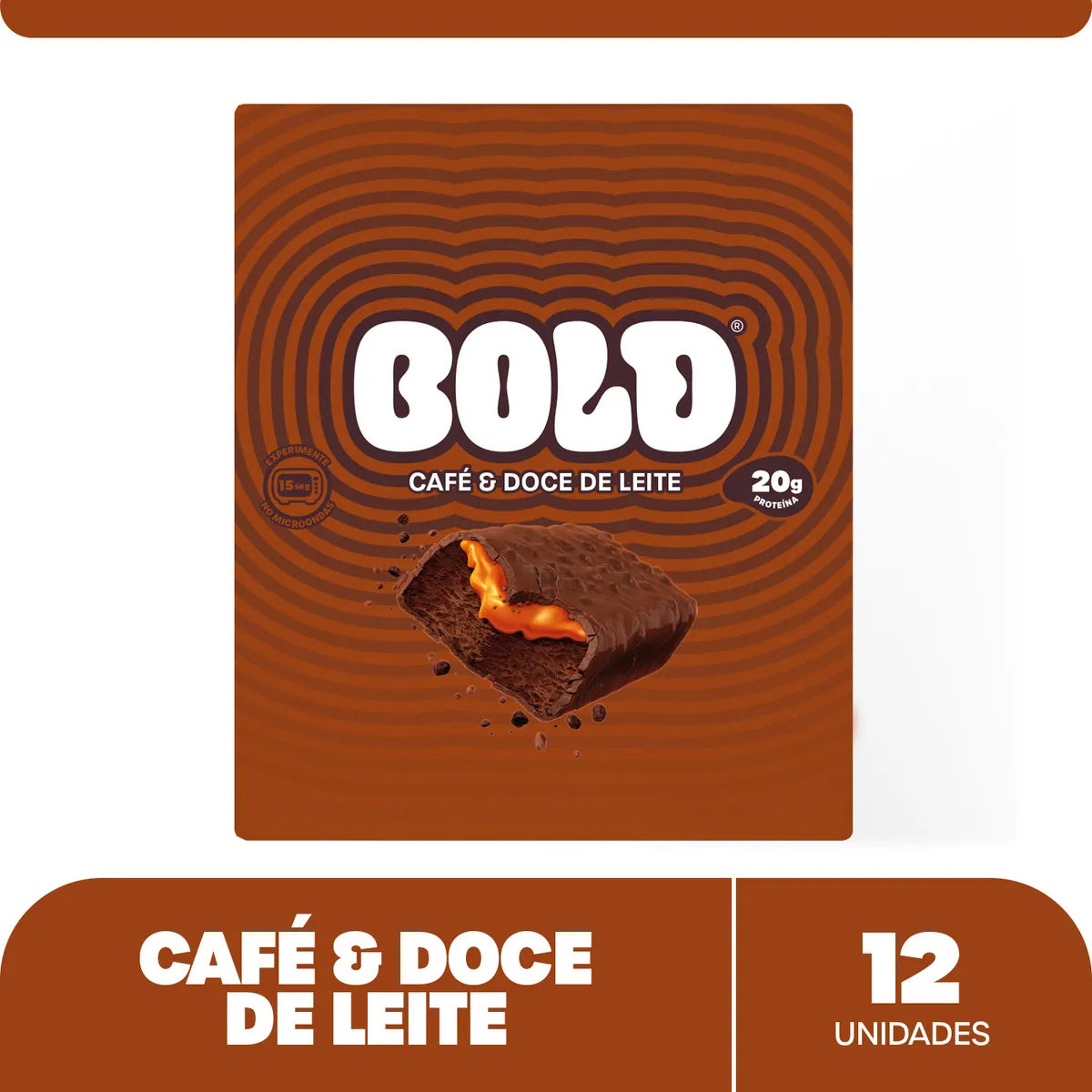 Barra de Proteína BOLD Café e Doce de Leite 60g - Caixa com 12 Unidades