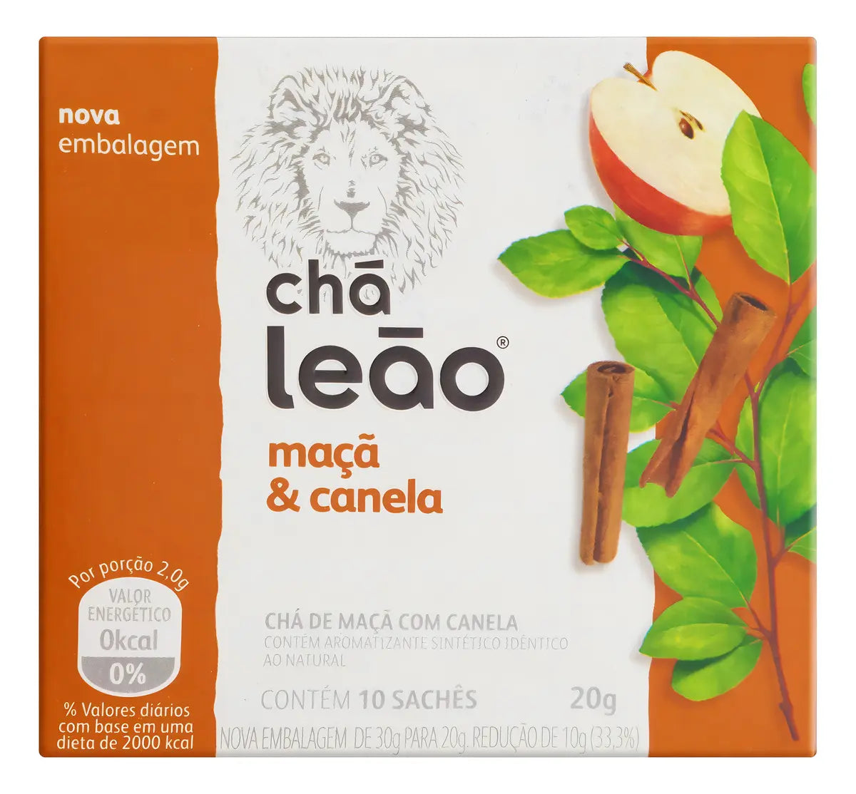 Chá Leão Maçã com Canela 20 g Caixa com 10 Sachês