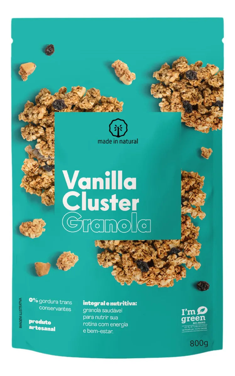 Granola Aglomerados de Baunilha Feitos Naturalmente - Pacote 800g