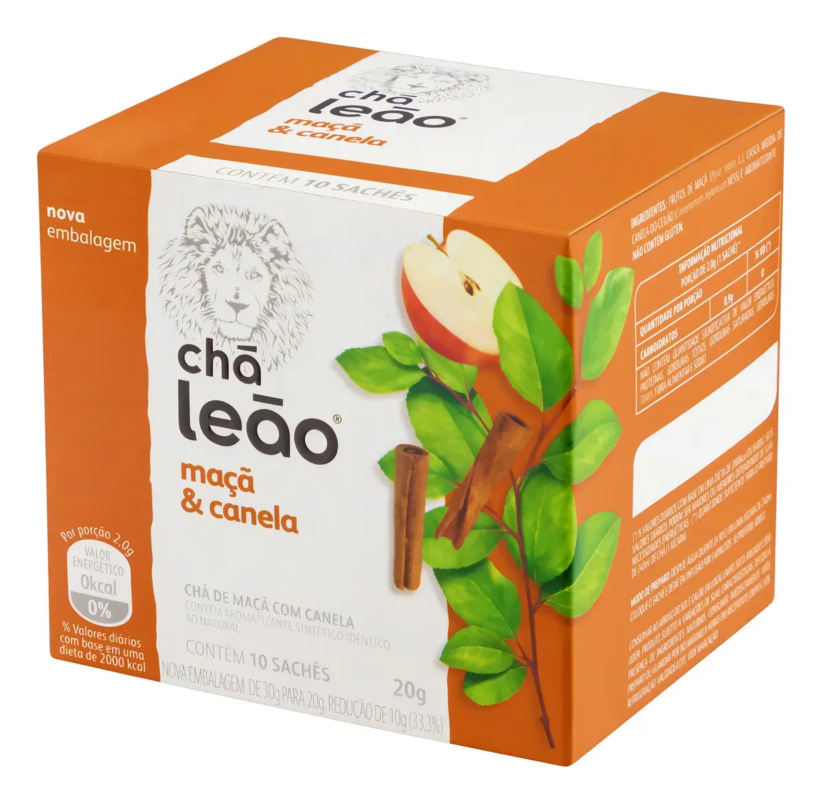 Chá Leão Maçã com Canela 20 g Caixa com 10 Sachês
