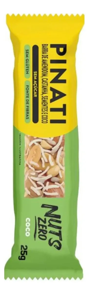 Kit 4 Barras de Nuts Pinati Coco 25g Sem Açúcar e Sem Glúten