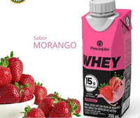 Bebida Láctea Piracanjuba Whey 15g Morango Zero Lactose - Caixa 12x250ml