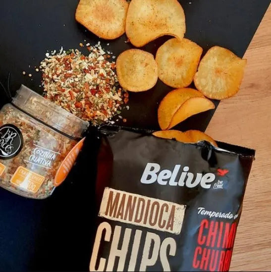 Snack Chips de Mandioca BeLive sabor Chimichurri - Display 20 Unidades 50g
