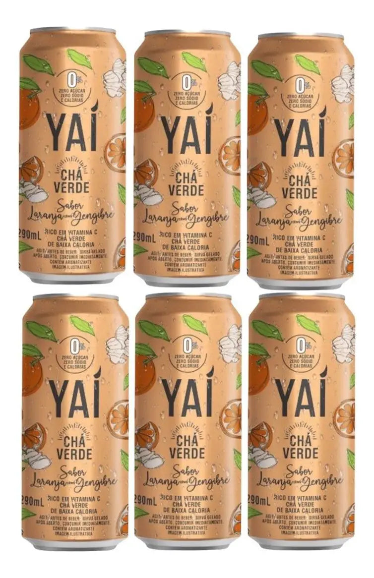 Pack 6 Cans Green Tea Yaí Orange with Ginger - Natural Thermogenic