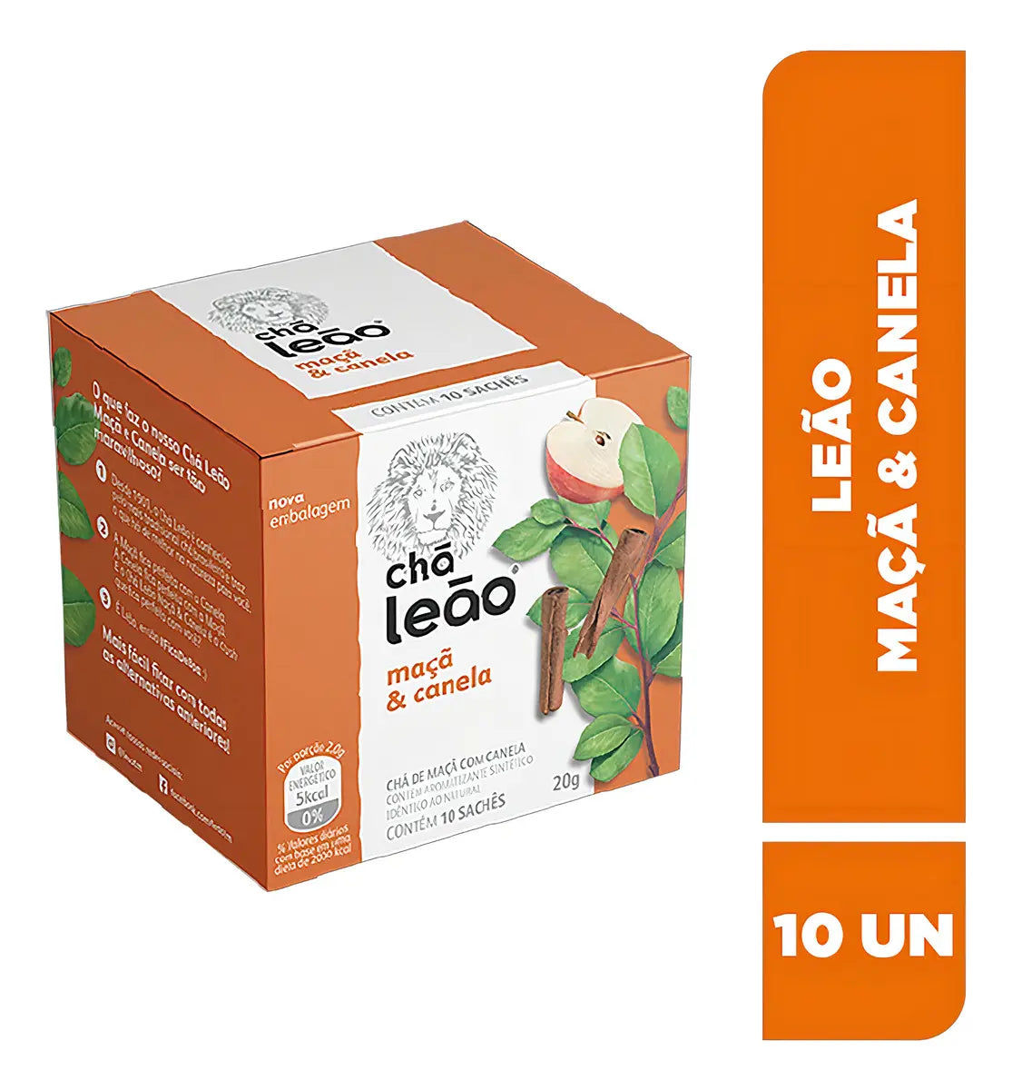 Chá Leão Maçã com Canela 20 g Caixa com 10 Sachês