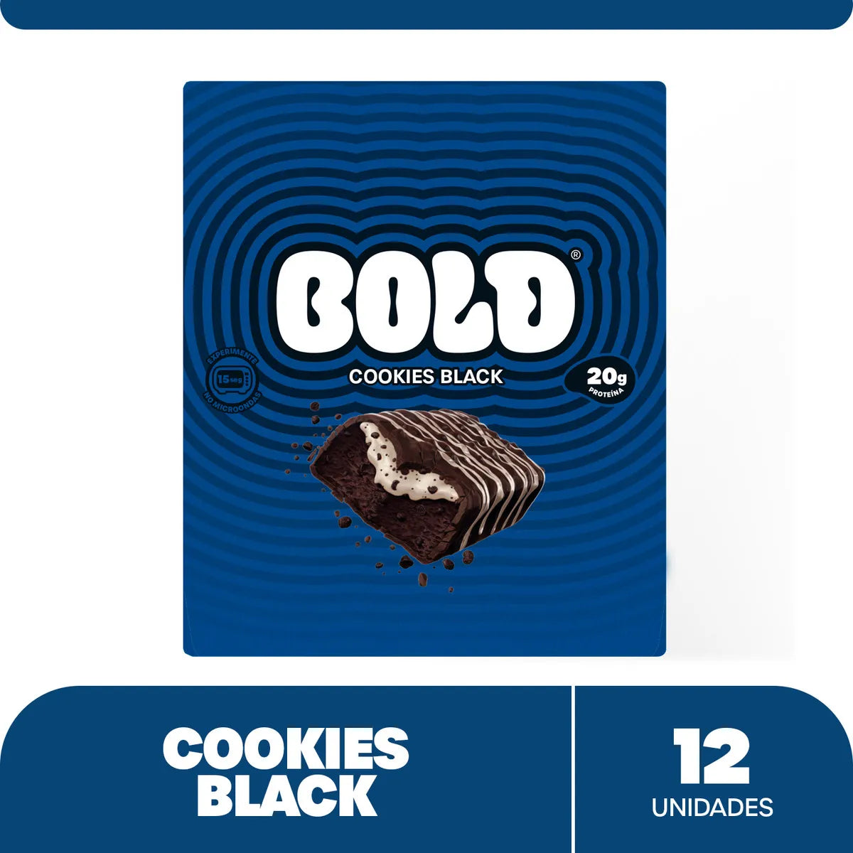 Barra de Proteína BOLD Cookies Black 60g - Caixa com 12 Unidades