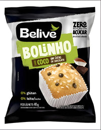 Bolinho BeLive Coco com Chocolate Zero Açúcar - Caixa 10x40g