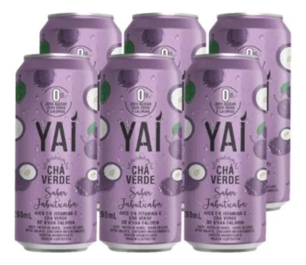 Pack 6 Latas Chá Verde com Jabuticaba Yaí Sem Açúcar - 290ml