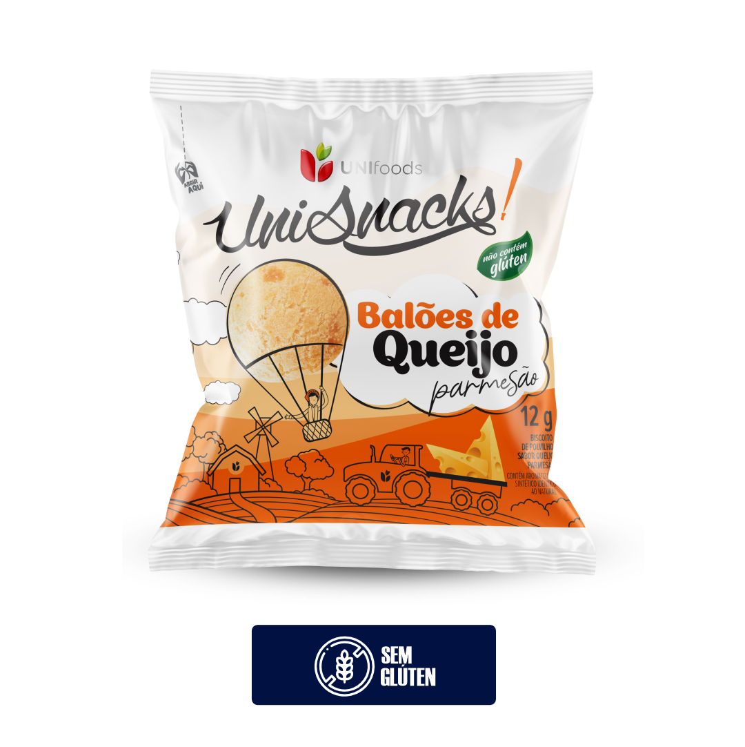 Biscoito de Polvilho Balões de Queijo Unisnacks  Sem Glúten 12 g