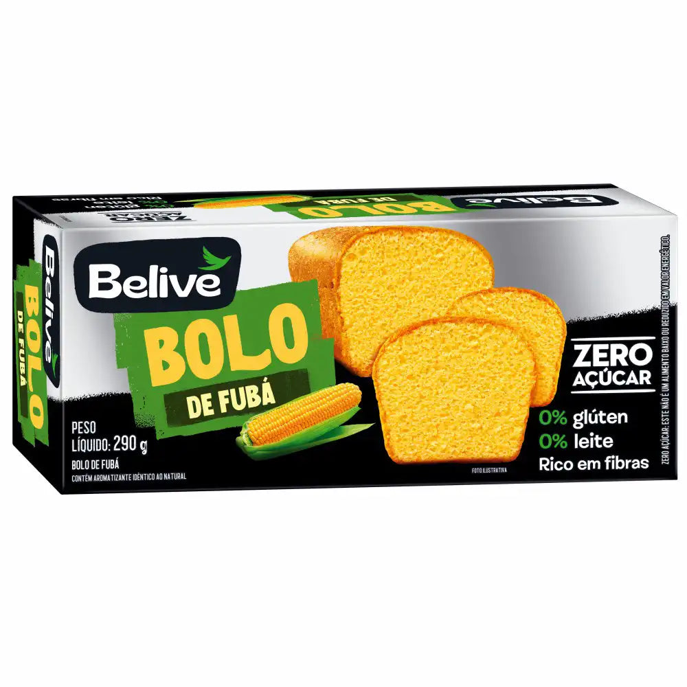 Bolo de Fubá BeLive 290g - Zero Açúcar, Sem Glúten e Sem Leite