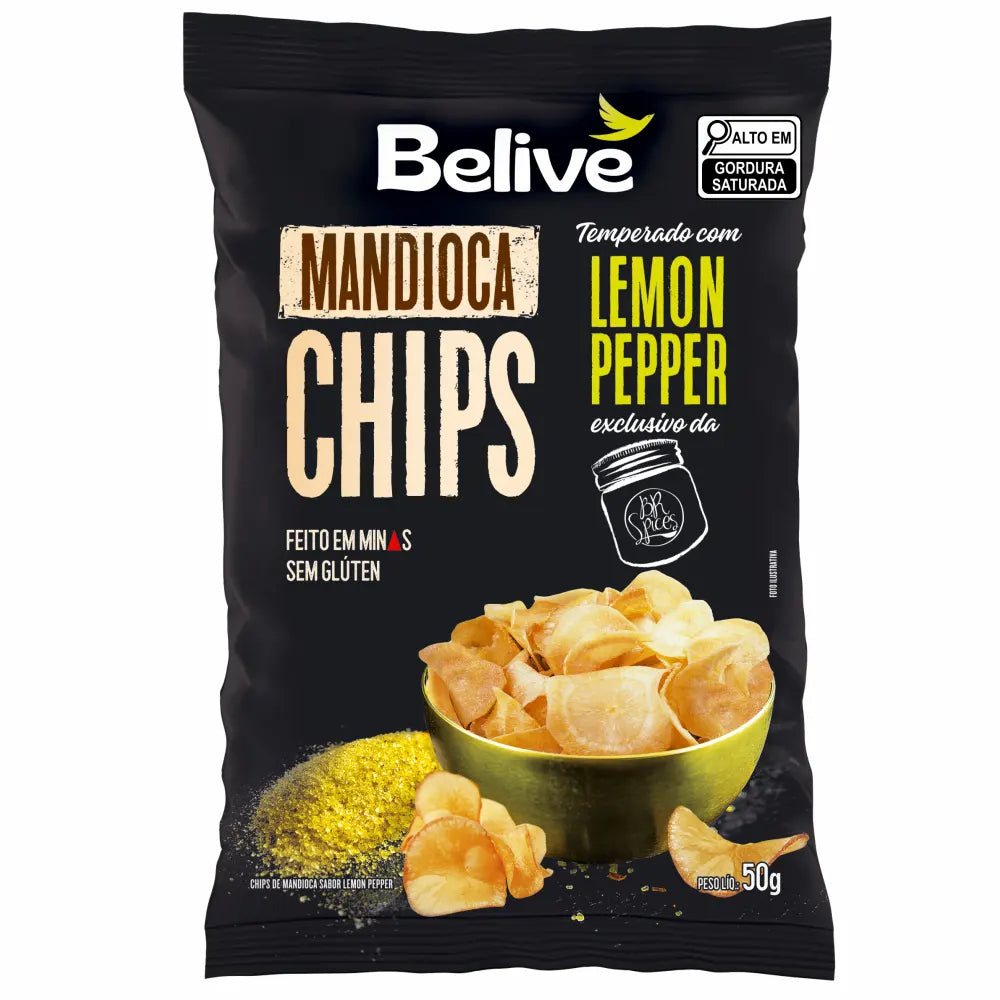 CHIPS MANDIOCA BELIVE LIMÃO PIMENTA - CX20