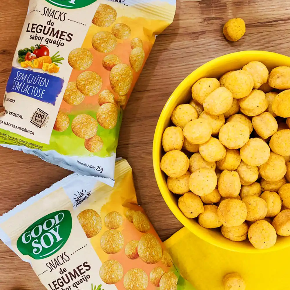 Caixa GoodSoy Snacks com Legumes Sabor Queijo 20 x 25 g Sem Glúten Sem Leite Sem Lactose