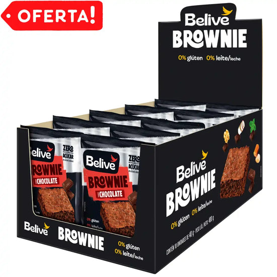 Brownie de Chocolate BeLive - Sem Açúcar, Sem Glúten e Sem Leite (Caixa com 10 unidades)