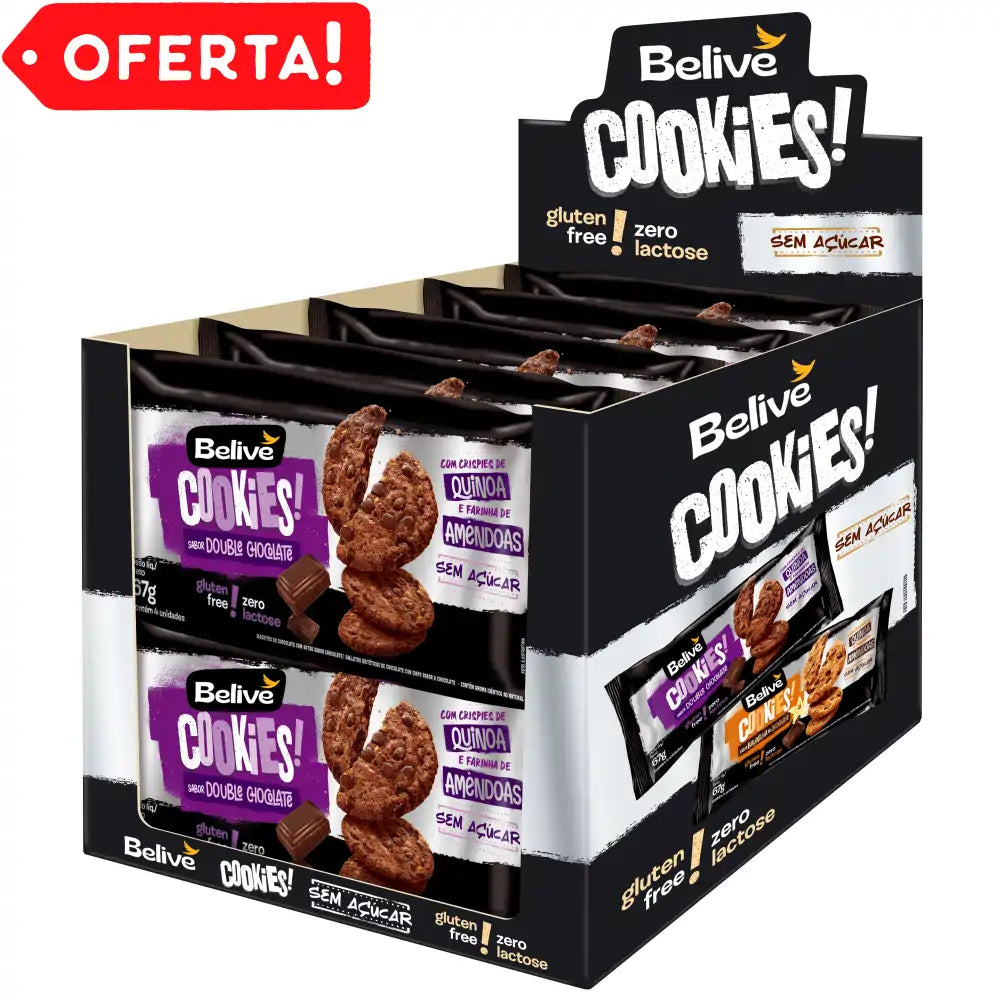 Biscoito Cookies Belive Chocolate Zero 67g Dp C/10 Unidades