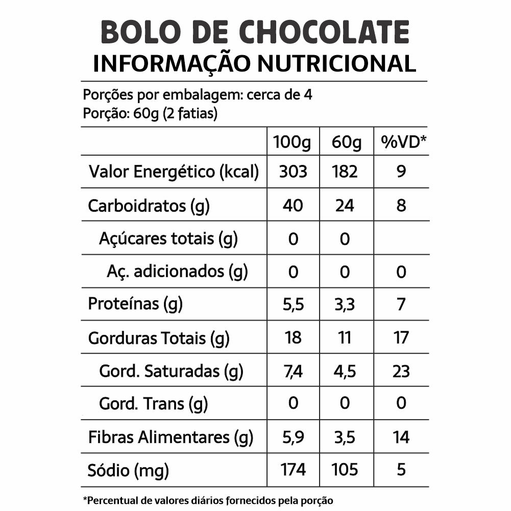 Bolo de Chocolate BeLive 260g - Zero Açúcar, Sem Glúten e Sem Leite