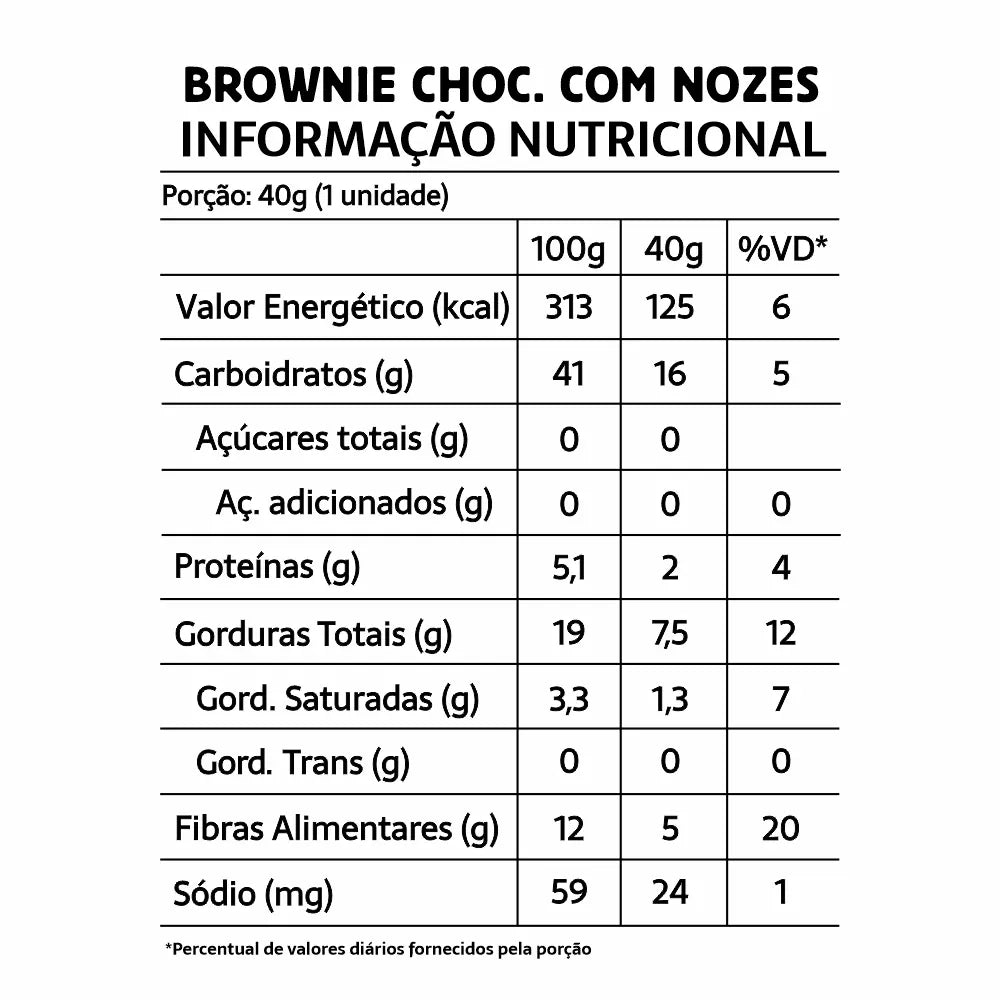 Brownie BeLive Chocolate com Nozes Zero Açúcar - Caixa 10x40g