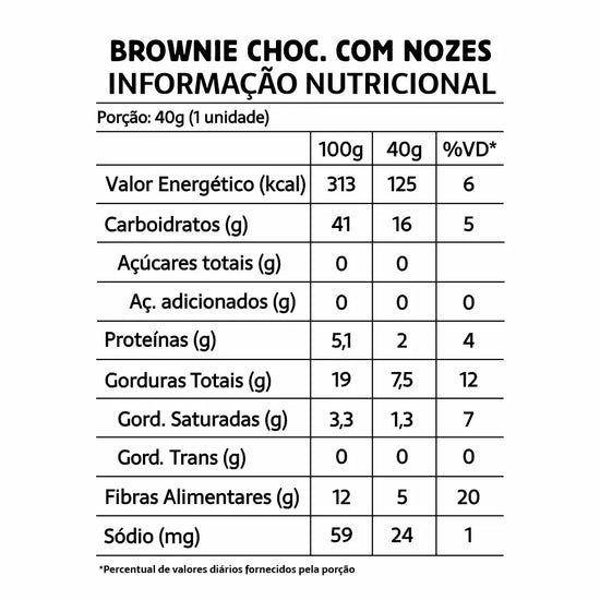 Brownie BeLive Chocolate com Nozes Zero Açúcar - Caixa 10x40g