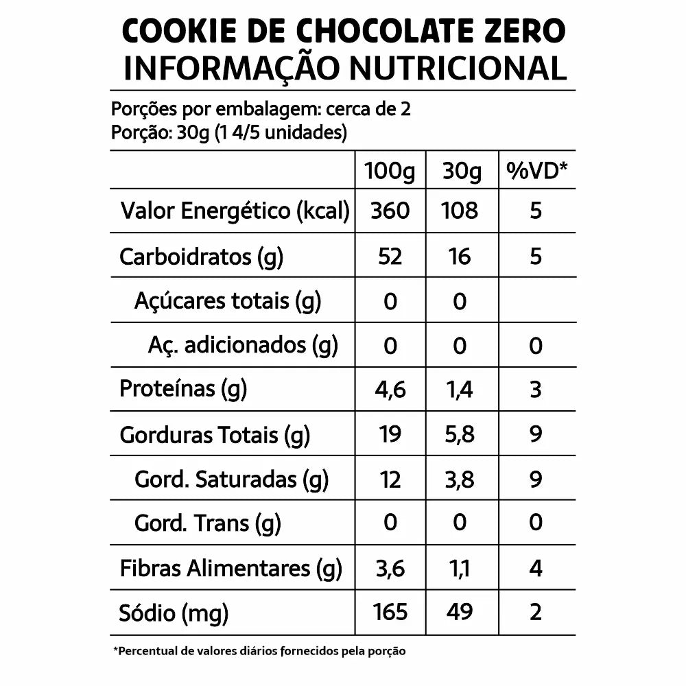 Biscoito Cookies Belive Chocolate Zero 67g Dp C/10 Unidades