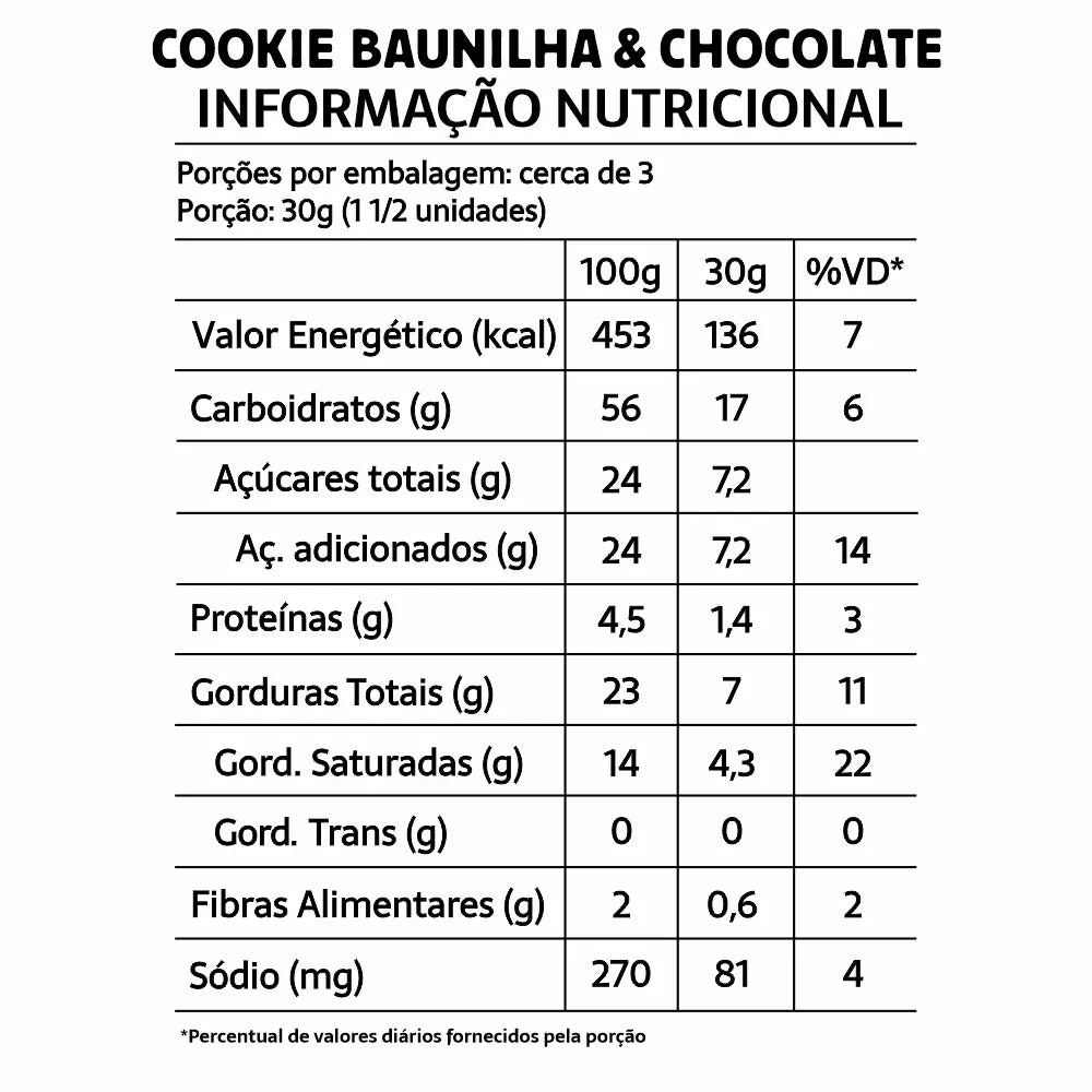 Cookies BeLive Baunilha com Chocolate Sem Glúten - Caixa 10x80g