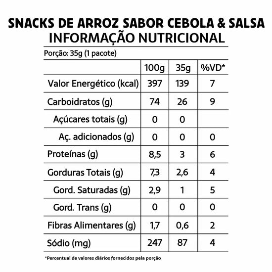BELIVE SNACK DE ARROZ CEBOLA E SALSA - CX20